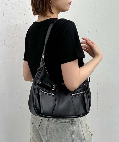 セール】ZIPディテールハーフムーンバッグ（ハンドバッグ