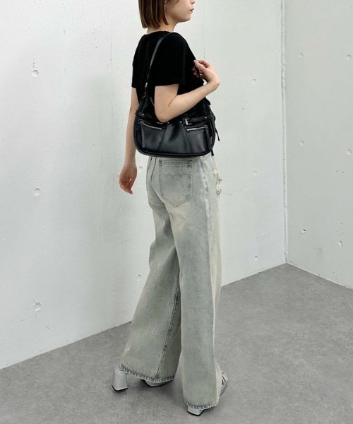 ✿リバティ✕パッチワーク✿　カテドラルウィンドウのハーフムーンバック　〈グレー〉 JACK GOMME】ハーフムーンバッグ | human woman（ヒューマン