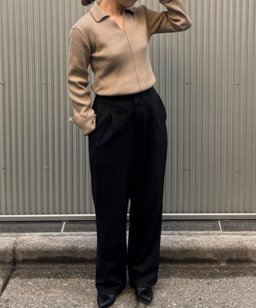 solleim(ソルレム)の「配色ライン襟付きリブポロニット(ポロシャツ・レディース・アイボリー/ベージュ/チャコール・M/L)」の22枚目の写真
