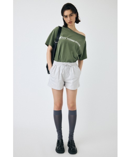 ONE SHOULDER Tシャツ MOUSSY | ONE SHOULDER TEE (Tシャツ・カットソー(半袖) ) |SHEL