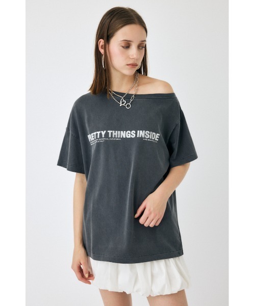 moussy ONE SHOULDER Tシャツ ピンク MOUSSY | ONE SHOULDER シアー TEE (Tシャツ・カットソー(半袖