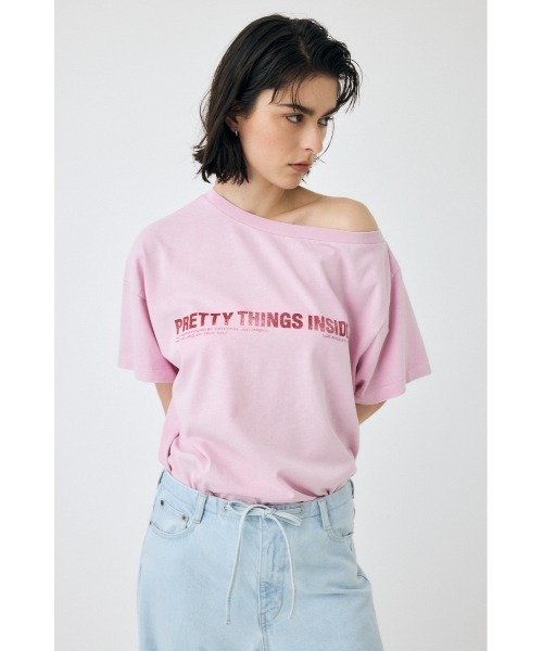 MOUSSY（マウジー）の「ONE SHOULDER Tシャツ（Tシャツ/カットソー・レディース・ネイビー/カーキ/ライトブラック/ピンク・FREE）」の12枚目の写真