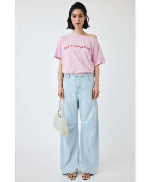 MOUSSY（マウジー）の「ONE SHOULDER Tシャツ（Tシャツ/カットソー・レディース・ネイビー/カーキ/ライトブラック/ピンク・FREE）」の9枚目の写真