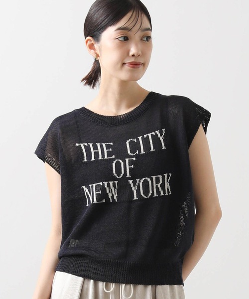 Gready Brilliant(グレディブリリアン)の「NEWYORKロゴニット(ニット/セーター・レディース・ベージュ/ネイビー・38)」の13枚目の写真