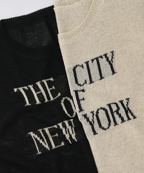 Gready Brilliant(グレディブリリアン)の「NEWYORKロゴニット(ニット/セーター・レディース・ベージュ/ネイビー・38)」の4枚目の写真