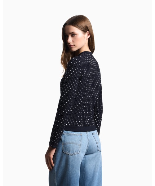 EMPORIO ARMANI(エンポリオアルマーニ)の「【エンポリオ アルマーニ】カーディガン ビスコース プレーンニット ポルカドットジャカード(カーディガン/ボレロ・レディース・ネイビー・X-SMALL/SMALL/LARGE/MEDIUM)」の2枚目の写真