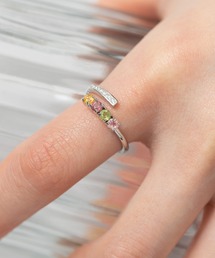 emonique（エモニーク）の「天然石 ジルコニア ジュエリーリング サイズ調整可能（リング）」