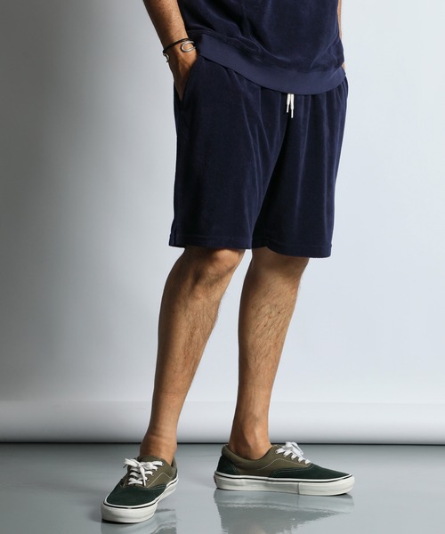 The DUFFER of ST.GEORGE(ザダファーオブセントジョージ)の「PIGMENT-DYE SETUP PILE SHORTS:ピグメント加工 セットアップ パイルショートパンツ(その他パンツ・メンズ・ホワイト/ミント/ネイビー・X-LARGE/LARGE/MEDIUM)」の3枚目の写真