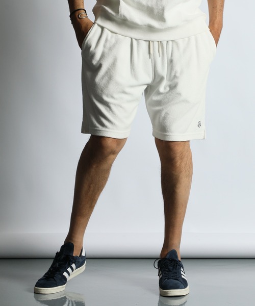 The DUFFER of ST.GEORGE(ザダファーオブセントジョージ)の「PIGMENT-DYE SETUP PILE SHORTS:ピグメント加工 セットアップ パイルショートパンツ(その他パンツ・メンズ・ホワイト/ミント/ネイビー・X-LARGE/LARGE/MEDIUM)」の6枚目の写真