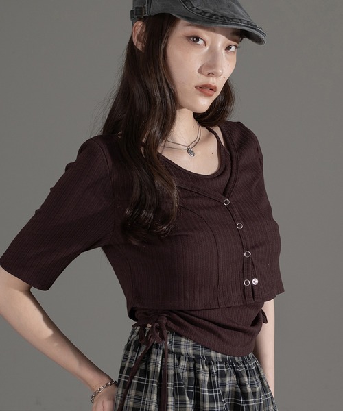 apres jour mignon(アプレジュールミニョン)の「カップ付きキャミセット【ZOZOTOWN限定アイテム】(アンサンブル・レディース・ブラウン系その他/アイボリー/ブルー/ネイビー・フリー/X-LARGE)」の2枚目の写真