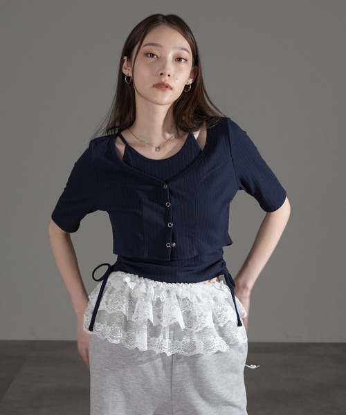 apres jour mignon(アプレジュールミニョン)の「カップ付きキャミセット【ZOZOTOWN限定アイテム】(アンサンブル・レディース・ブラウン系その他/アイボリー/ブルー/ネイビー・フリー/X-LARGE)」の9枚目の写真