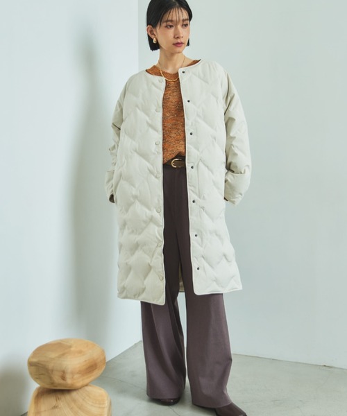 シームレスノーカラーロングコート（ノーカラーコート）｜DOUX