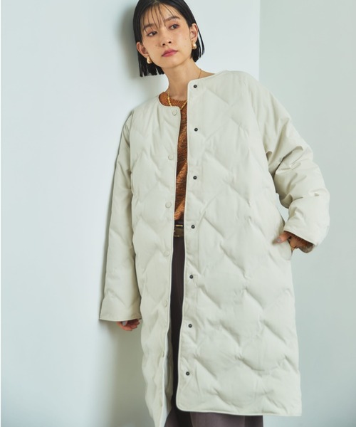 シームレスノーカラーロングコート（ノーカラーコート）｜DOUX