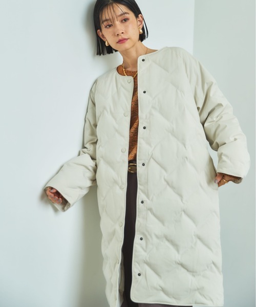 シームレスノーカラーロングコート（ノーカラーコート）｜DOUX