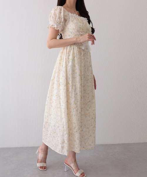Lace Ladies(レースレディース)の「フロント レースアップ 花柄 ギャザー ワンピース(ワンピース・レディース・ブルー/アイボリー/ラベンダー/ピンク・FREE)」の9枚目の写真