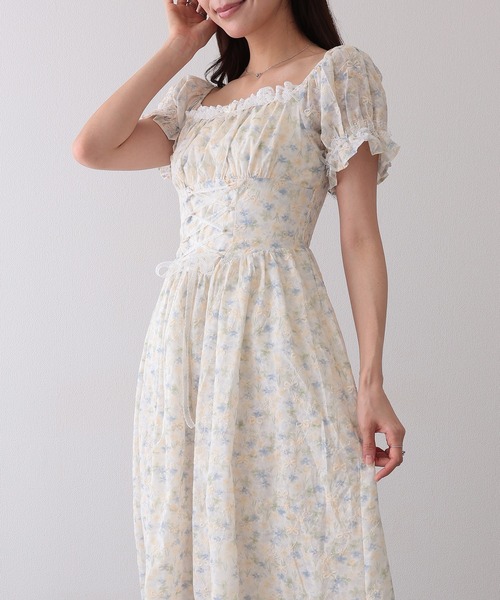 Lace Ladies(レースレディース)の「フロント レースアップ 花柄 ギャザー ワンピース(ワンピース・レディース・ブルー/アイボリー/ラベンダー/ピンク・FREE)」の14枚目の写真