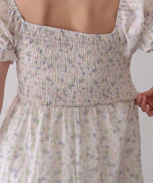 Lace Ladies(レースレディース)の「フロント レースアップ 花柄 ギャザー ワンピース(ワンピース・レディース・ブルー/アイボリー/ラベンダー/ピンク・FREE)」の11枚目の写真