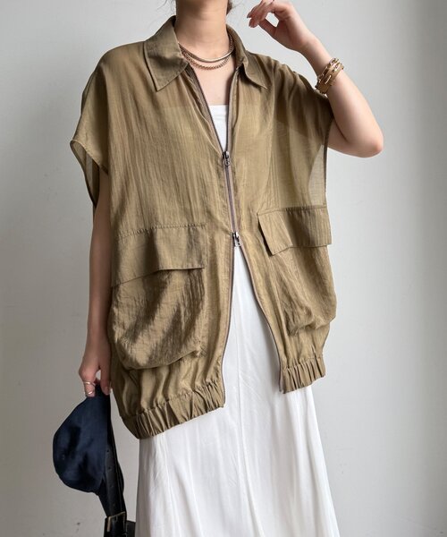 定価18700円 DouDou ドゥドゥ Wシャツジャケット ベージュ WEB限定】ノースリシャツジャケット（シャツ/ブラウス）｜DouDou