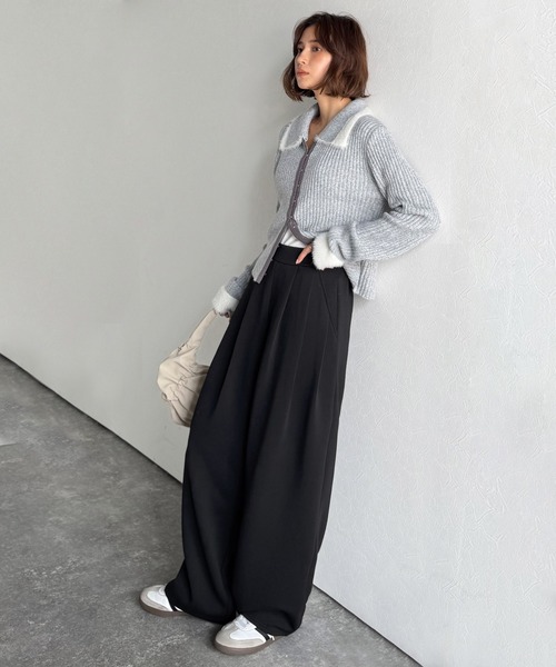 classicalelf（クラシカルエルフ）の「たっぽりシルエットに一目ぼれ。3タックコクーンシルエットダンボール素材ワイドパンツ（スウェットパンツ・レディース・杢グレー/ブラック/オートミール・LARGE/MEDIUM/SMALL/X-LARGE）」の11枚目の写真