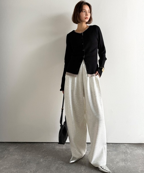 classicalelf（クラシカルエルフ）の「たっぽりシルエットに一目ぼれ。3タックコクーンシルエットダンボール素材ワイドパンツ（スウェットパンツ・レディース・杢グレー/ブラック/オートミール・LARGE/MEDIUM/SMALL/X-LARGE）」の22枚目の写真