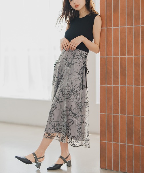 【みさこ】配色レース切替ドッキングワンピース niana（ニアナ）の「配色レース×ハシゴレース切り替えワンピース