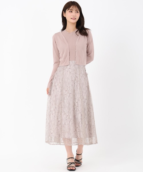 セール】2025秋冬新作 サイドレースアップニットドッキングワンピース