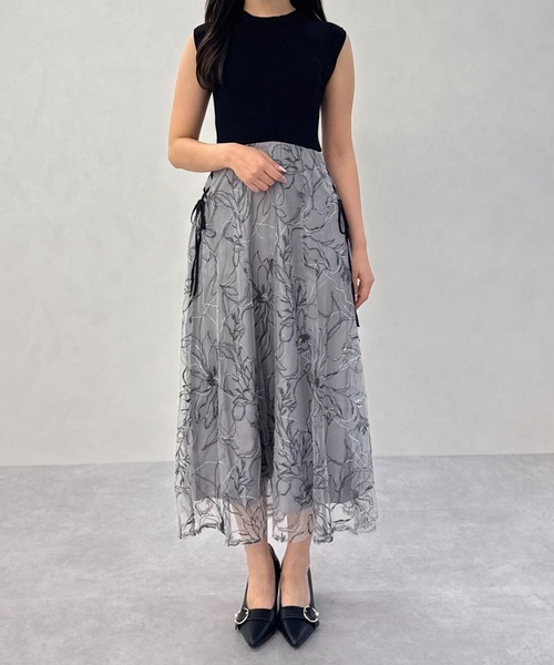 セール】2025秋冬新作 サイドレースアップニットドッキングワンピース