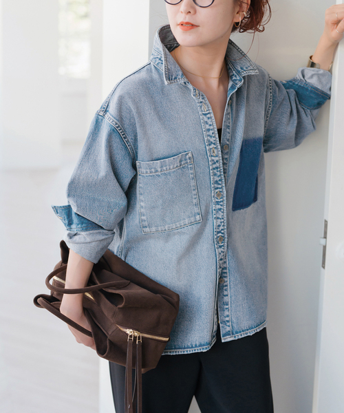 Spick & Span(スピックアンドスパン)の「《WEB限定 / 追加》5 1/2 SOFT DENIM SHIRT(シャツ/ブラウス・レディース・ブラック/ブルー系その他・FREE)」の2枚目の写真