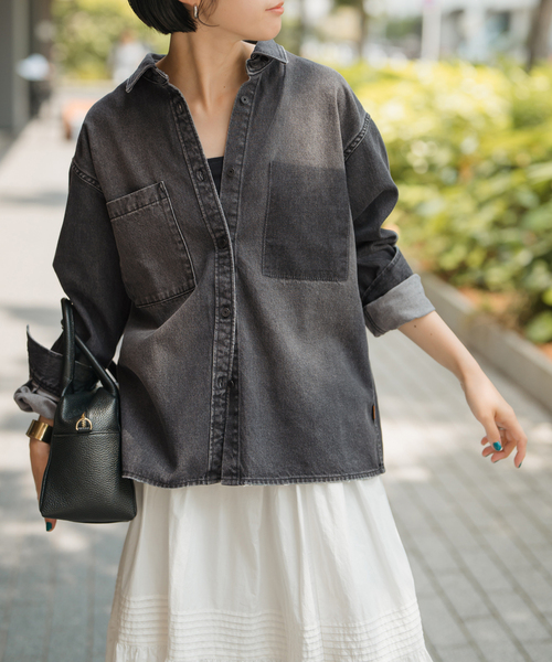 Spick & Span(スピックアンドスパン)の「《WEB限定 / 追加》5 1/2 SOFT DENIM SHIRT(シャツ/ブラウス・レディース・ブラック/ブルー系その他・FREE)」の8枚目の写真