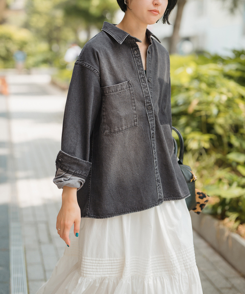 Spick & Span(スピックアンドスパン)の「《WEB限定 / 追加》5 1/2 SOFT DENIM SHIRT(シャツ/ブラウス・レディース・ブラック/ブルー系その他・FREE)」の9枚目の写真