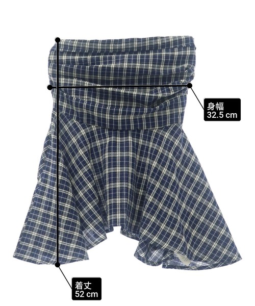 ANAP（アナップ）の「フィットアンドフレアチェックベアトップ（チューブトップ・レディース・ライトブルー/ブルー・FREE）」の12枚目の写真