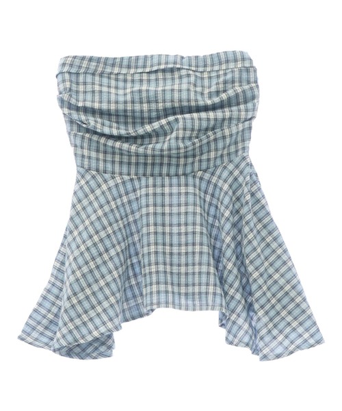 ANAP（アナップ）の「フィットアンドフレアチェックベアトップ（チューブトップ・レディース・ライトブルー/ブルー・FREE）」の16枚目の写真