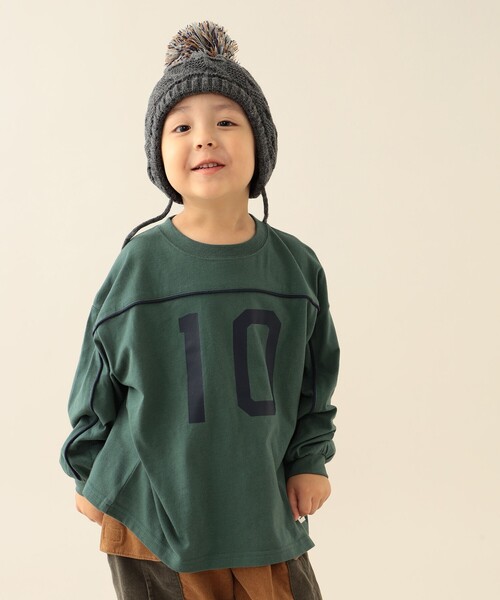 BEAMS mini(ビームスミニ)の「ナンバー ロゴ ロングスリーブ Tシャツ 2025FW(90~130cm)(Tシャツ/カットソー・キッズ・グリーン系その他5/ベージュ/ネイビー・90/100/110/120/140/130)」の4枚目の写真