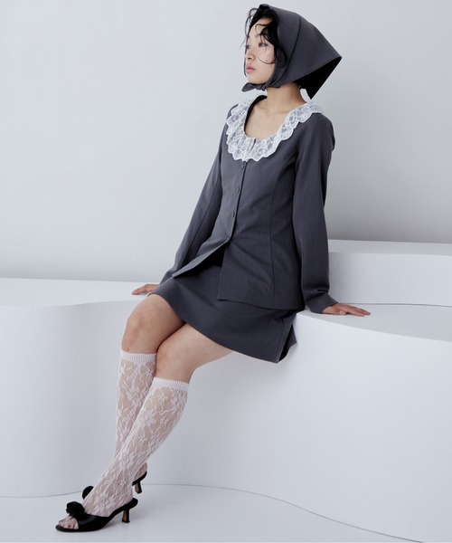etre loin（エトルワン）の「Lace trimmed tailored blouse（シャツ/ブラウス・レディース・グレー/ブラック/ブラウン・M）」の13枚目の写真