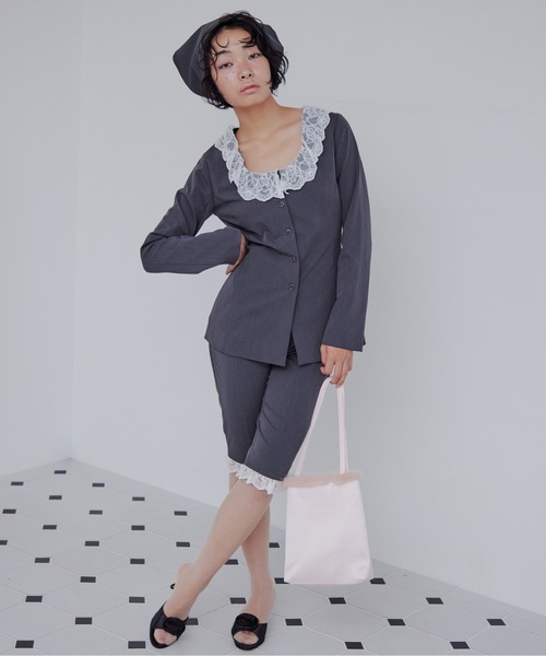 etre loin（エトルワン）の「Lace trimmed tailored blouse（シャツ/ブラウス・レディース・グレー/ブラック/ブラウン・M）」の10枚目の写真