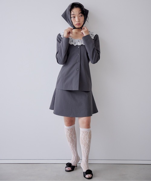 etre loin（エトルワン）の「Lace trimmed tailored blouse（シャツ/ブラウス・レディース・グレー/ブラック/ブラウン・M）」の11枚目の写真