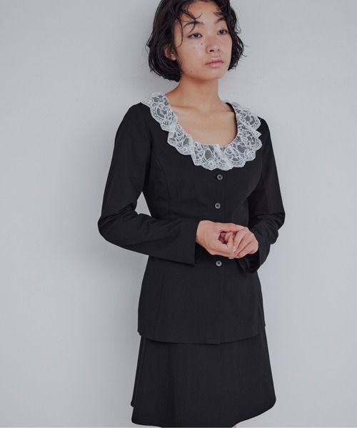 etre loin（エトルワン）の「Lace trimmed tailored blouse（シャツ/ブラウス・レディース・グレー/ブラック/ブラウン・M）」の17枚目の写真