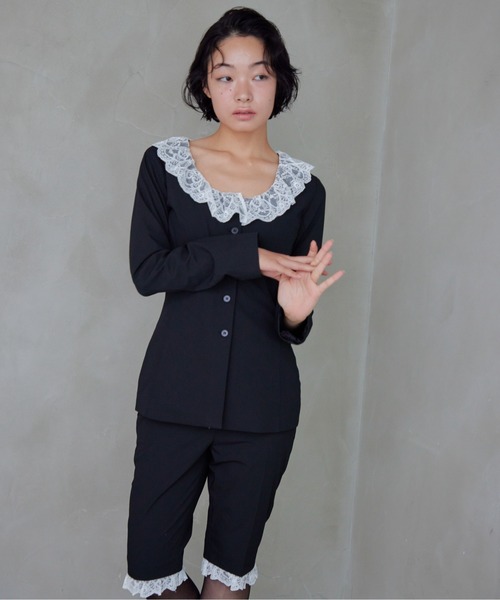 etre loin（エトルワン）の「Lace trimmed tailored blouse（シャツ/ブラウス・レディース・グレー/ブラック/ブラウン・M）」の18枚目の写真