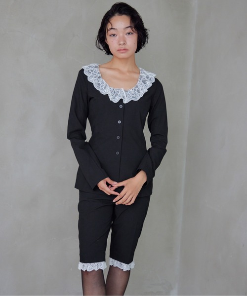 etre loin（エトルワン）の「Lace trimmed tailored blouse（シャツ/ブラウス・レディース・グレー/ブラック/ブラウン・M）」の19枚目の写真