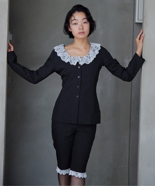 etre loin（エトルワン）の「Lace trimmed tailored blouse（シャツ/ブラウス・レディース・グレー/ブラック/ブラウン・M）」の21枚目の写真