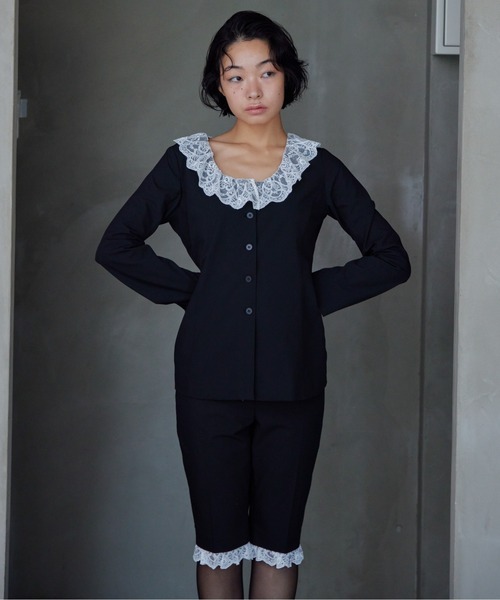 etre loin（エトルワン）の「Lace trimmed tailored blouse（シャツ/ブラウス・レディース・グレー/ブラック/ブラウン・M）」の22枚目の写真