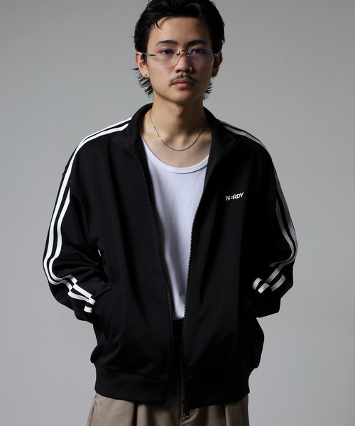 【Kページ】NERDY ノルディ　ストライプジャージ上下セット　ブラック ノルディ NERDY レーシングトラックトップス -ファッション通販