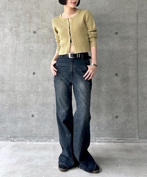 PAGEBOY（ページボーイ）の「ピグメントケーブルカーディガン（カーディガン/ボレロ・レディース・マスタード/ネイビー/チャコールグレー/オフホワイト・FREE）」の8枚目の写真