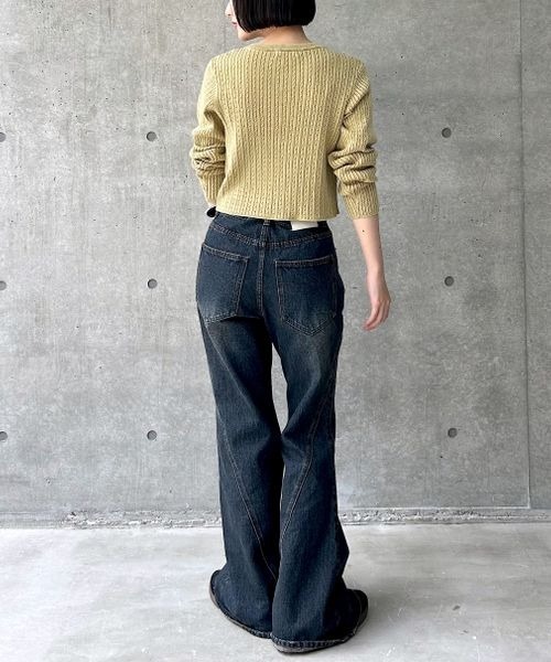 PAGEBOY（ページボーイ）の「ピグメントケーブルカーディガン（カーディガン/ボレロ・レディース・マスタード/ネイビー/チャコールグレー/オフホワイト・FREE）」の9枚目の写真