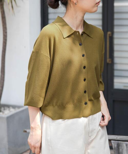 FORK&SPOON(フォークアンドスプーン)の「FORK&SPOON ニットポロカーディガン(カーディガン/ボレロ・レディース・マスタード/ネイビー・1)」の15枚目の写真