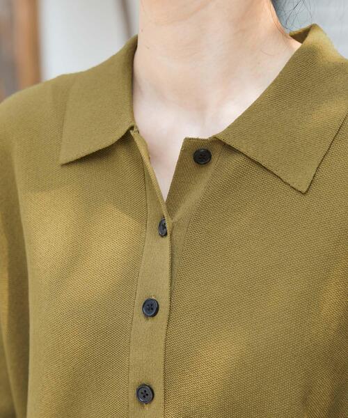 FORK&SPOON(フォークアンドスプーン)の「FORK&SPOON ニットポロカーディガン(カーディガン/ボレロ・レディース・マスタード/ネイビー・1)」の6枚目の写真