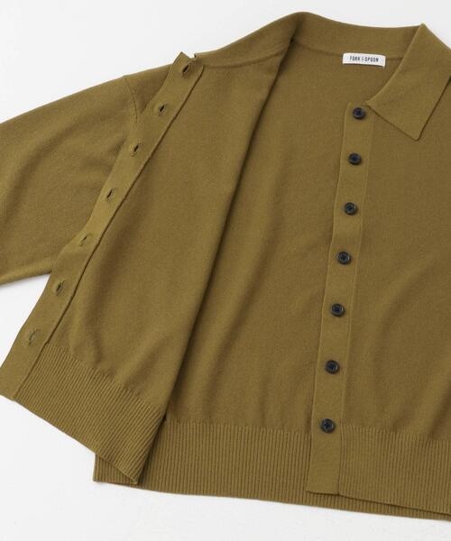 FORK&SPOON(フォークアンドスプーン)の「FORK&SPOON ニットポロカーディガン(カーディガン/ボレロ・レディース・マスタード/ネイビー・1)」の9枚目の写真