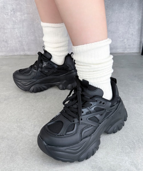 WEGO(ウィゴー)の「WEGO/ラバーコンビ厚底スニーカー(スニーカー・レディース・ホワイト/ブラック/シルバー・LARGE/MEDIUM/SMALL)」の1枚目の写真