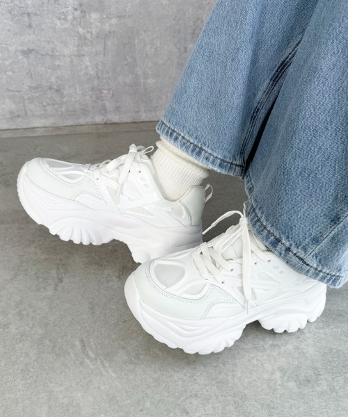 WEGO(ウィゴー)の「WEGO/ラバーコンビ厚底スニーカー(スニーカー・レディース・ホワイト/ブラック/シルバー・LARGE/MEDIUM/SMALL)」の10枚目の写真