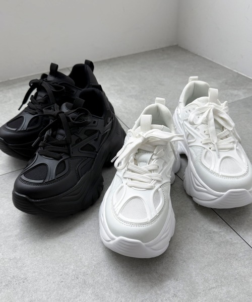 WEGO(ウィゴー)の「WEGO/ラバーコンビ厚底スニーカー(スニーカー・レディース・ホワイト/ブラック/シルバー・LARGE/MEDIUM/SMALL)」の6枚目の写真